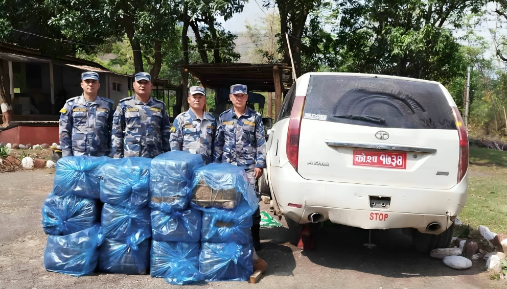 प्रहरी चेकजाँच छलेर भागेको कार दुर्घटना, ४२१ किलो गाँजा बरामद
