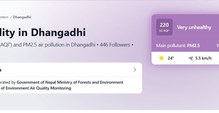 धनगढीको आकाशमा अत्यधिक प्रदुषित हावा, मर्निङ वाक नगर्न सुझाव