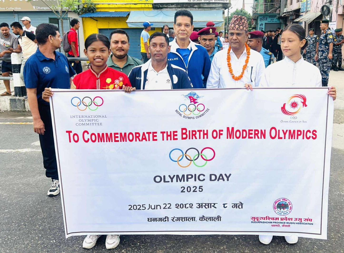 ओलम्पिक डे को अवसरमा धनगढीमा प्रभातफेरी