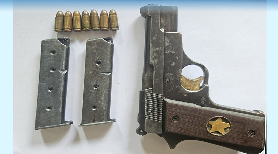 काठमाडौंमा ट्याक्सीको डिक्कीभित्र ७ थान पेस्तोल र ३३ राउण्ड गोली भेटियो, एक जना पक्राउ