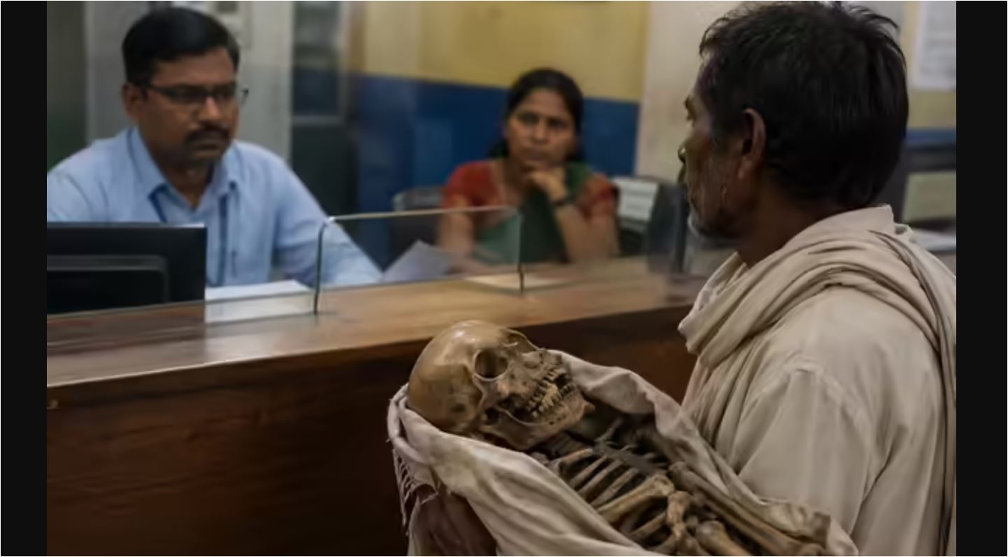 मृत्यु दर्ता नपत्याएपछि जब एक व्यक्तिले बहिनीको अस्थिपञ्जर नै बोकेर बैंक पुगे